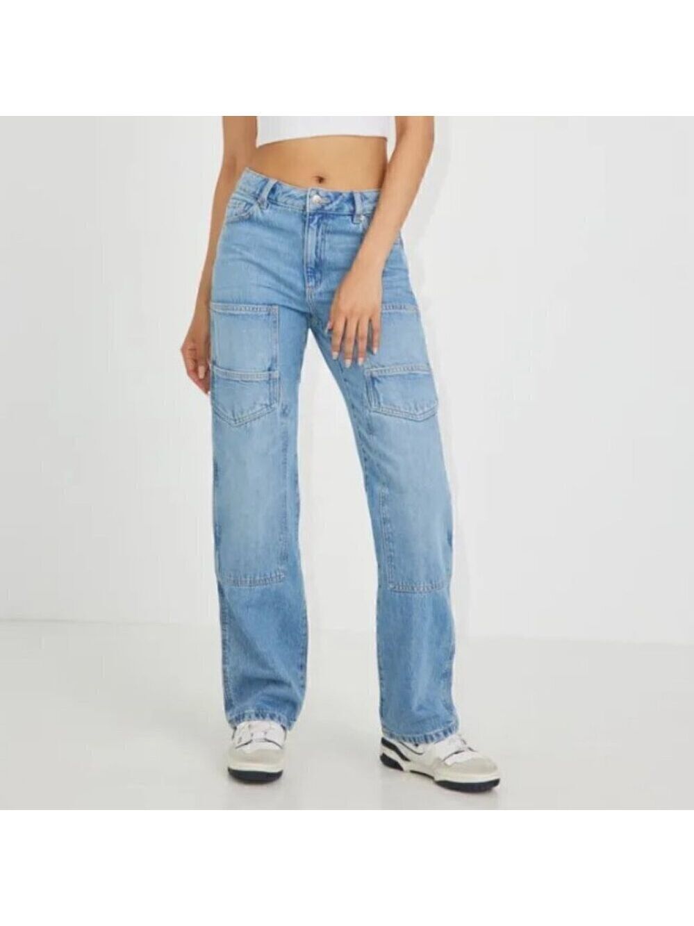 Garage '90s Straight Cargo High Rise Jeans in Robbie Blue Size 3